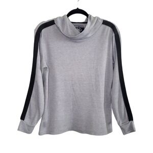Amongst Others Men's Gray Waffle Knit Striped Sleeve Pullover Hoodie Size M